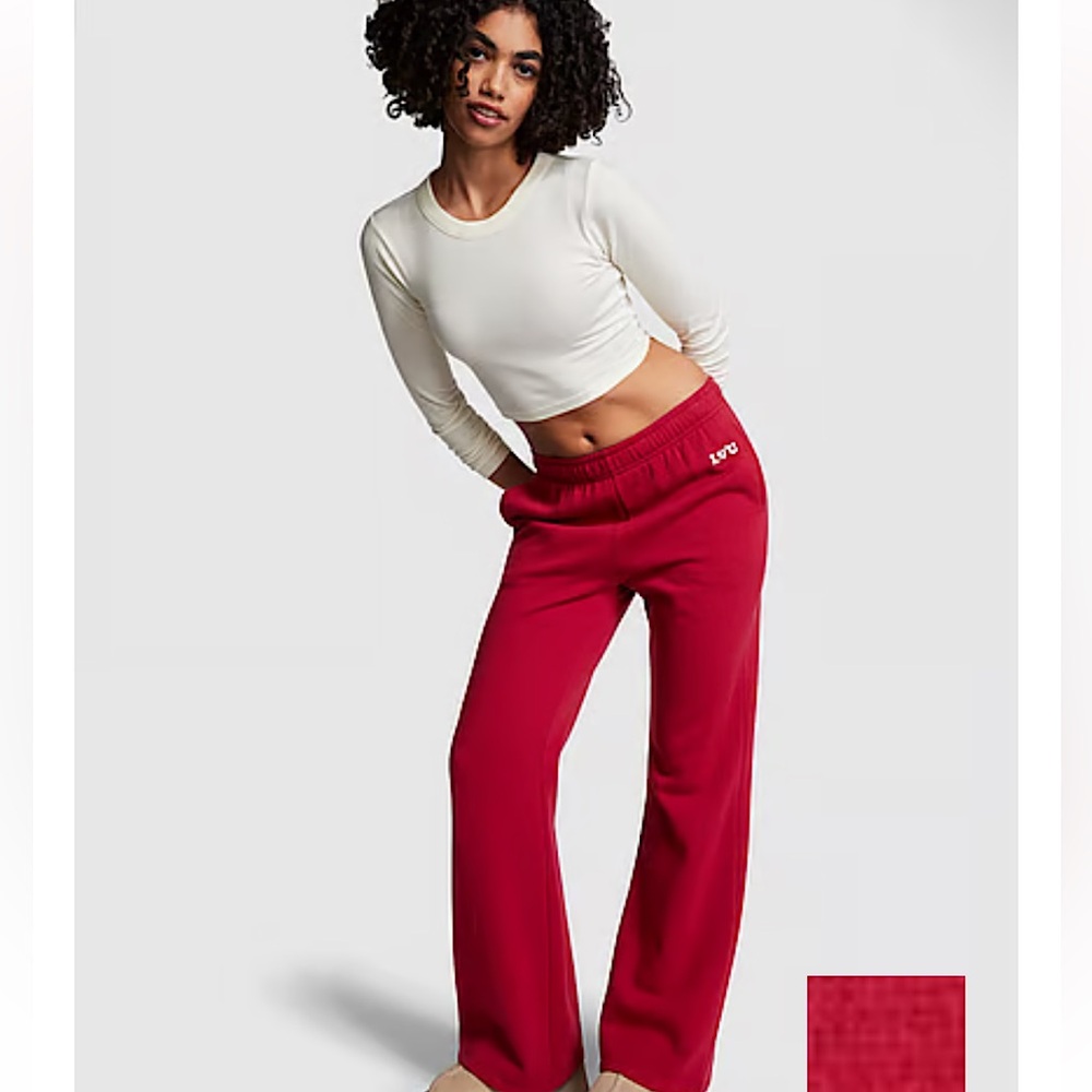 VS Pink Fleece Flare Sweatpants